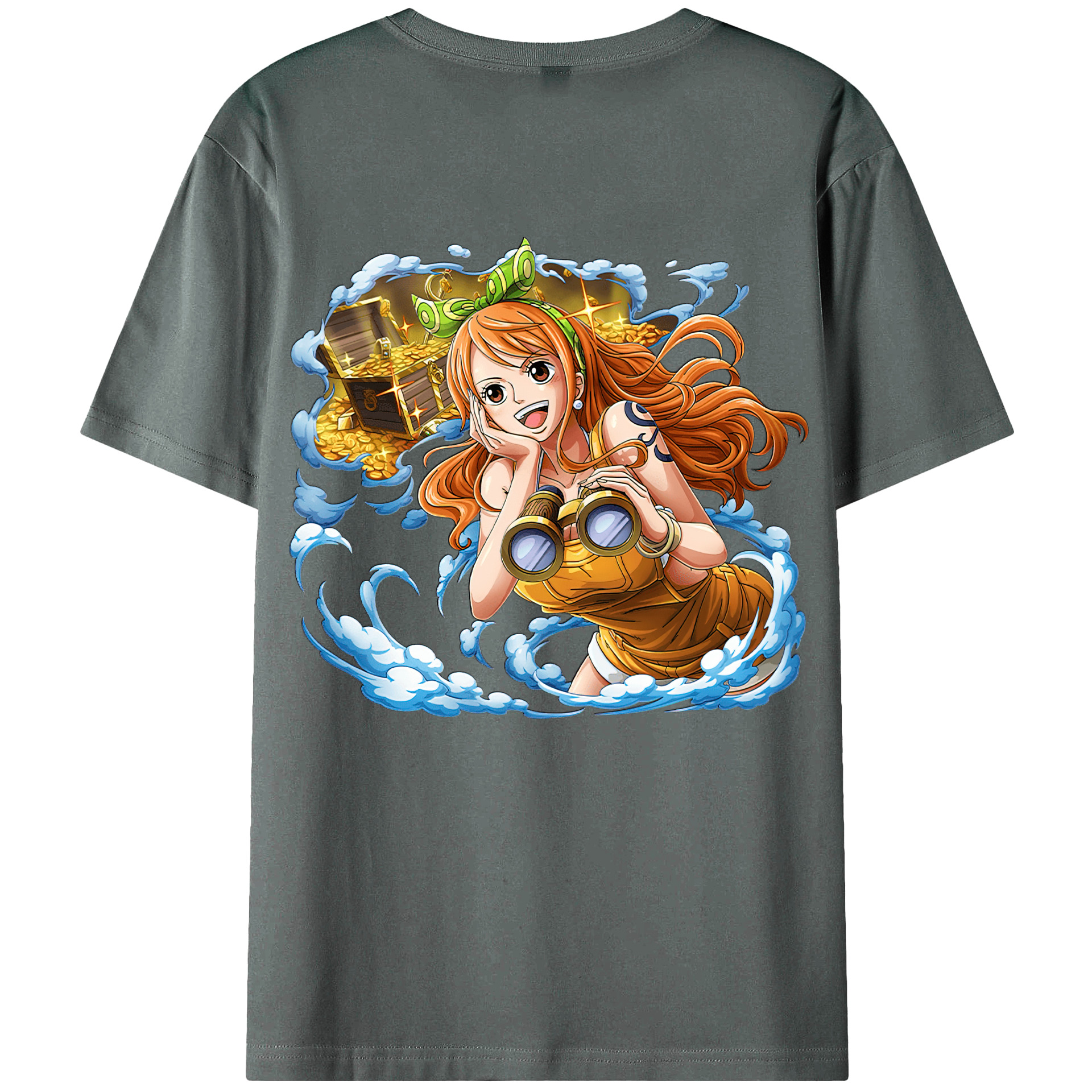 （画像用） ワンピース ナミ ONE PIECE Nami 綿100％ メンズ半袖Tシャツ（バックプリント） 通気性